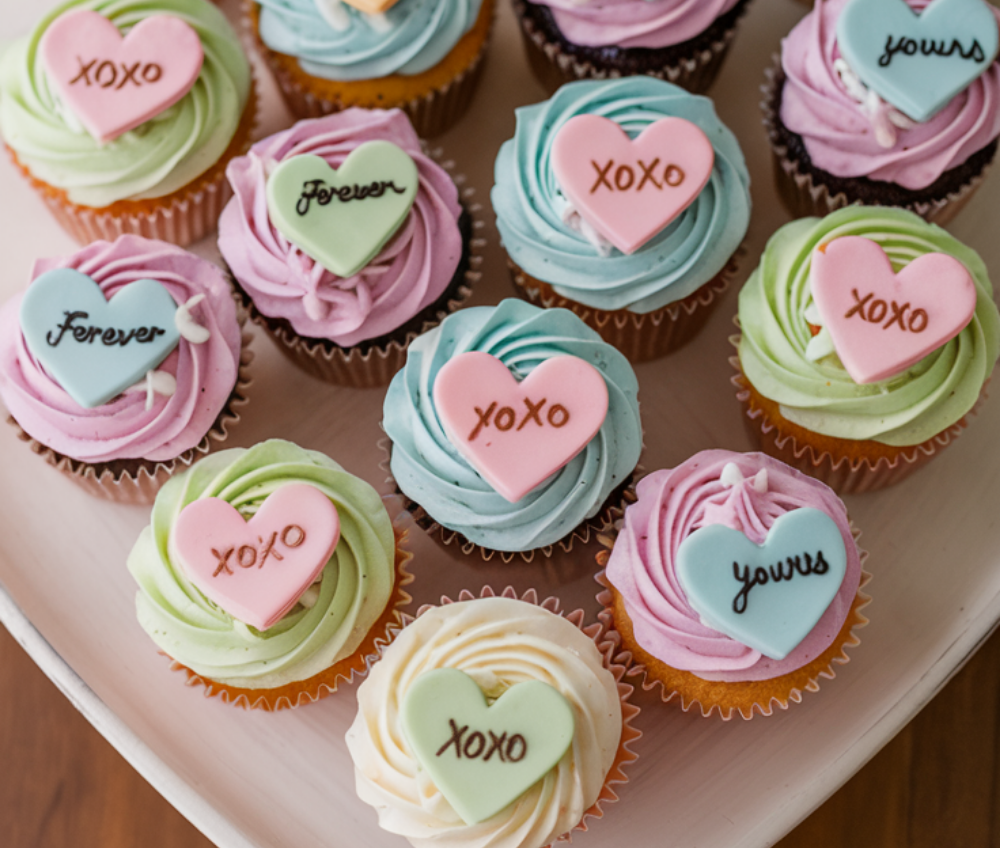 Love-Themed Cupcakes with Personalized Decorations