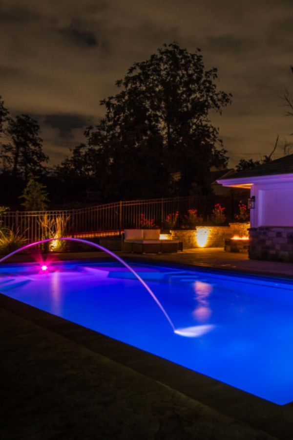 Elegant Pool Fountain Lighting for Pool Deck Decorating Ideas