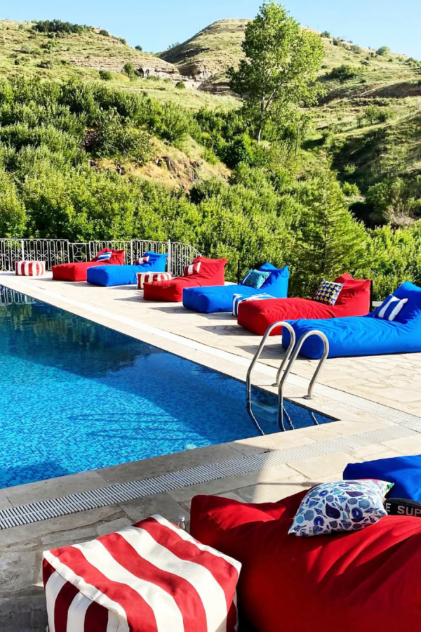 Vibrant Poolside Lounge Area for Pool Deck Decorating Ideas