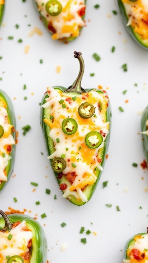 Green Pepper Nachos topped with melted cheese and jalapeños