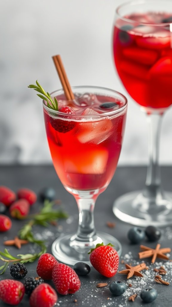 Refreshing Spiced Berry Smash mocktail with mixed berries and a hint of spice