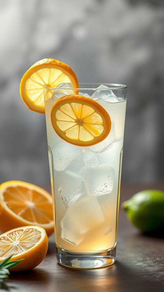 Refreshing Zesty Lemonade Cooler served in a tall glass with ice and lemon slices
