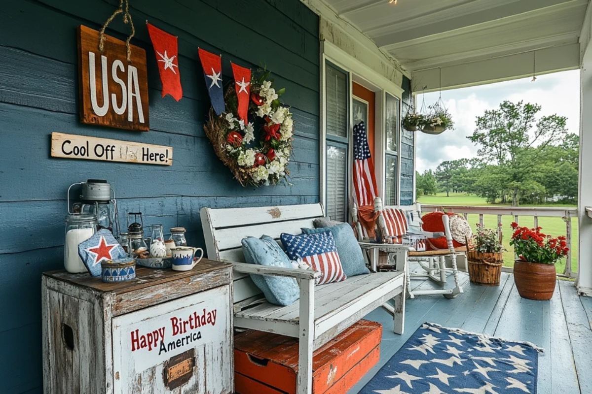 26 4th of July Front Porch Décor Tips for a Festive, Flag-Filled Summer Porch