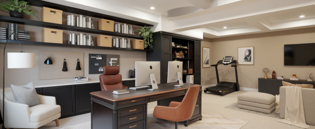 18 Basement Office and Home Office Decor Ideas to Fool People on Zoom
