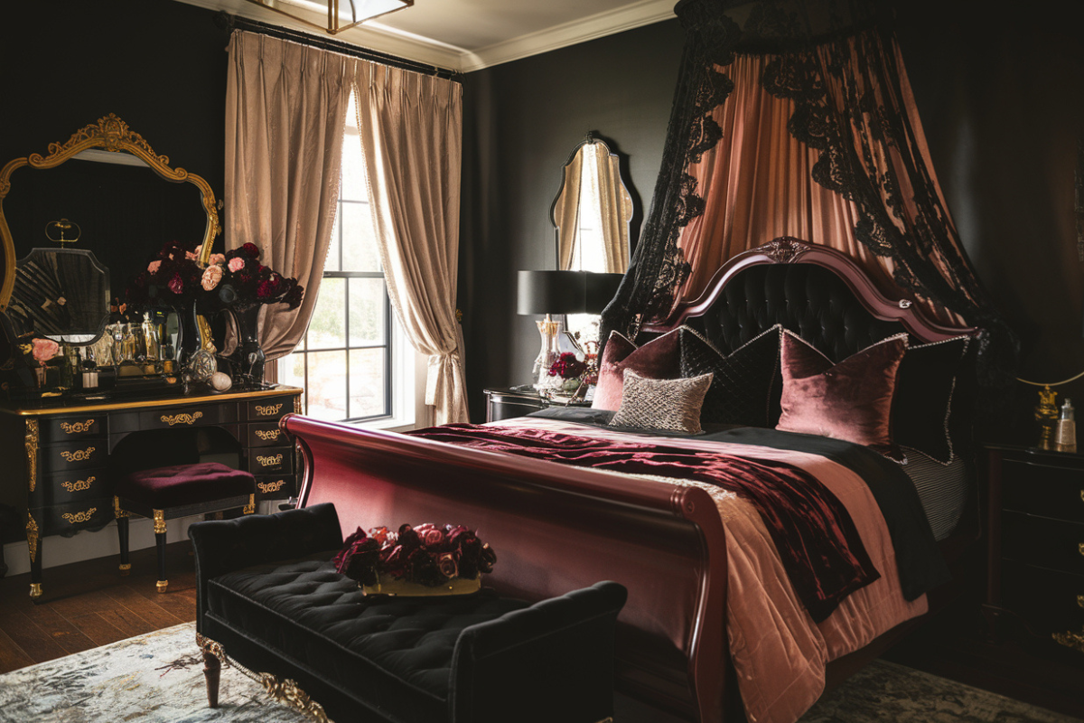 25 Dark Feminine Bedroom Ideas That Prove Black, Blush, and Chaos Can Coexist Beautifully